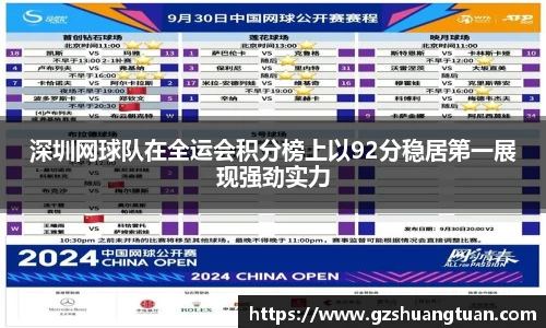 深圳网球队在全运会积分榜上以92分稳居第一展现强劲实力
